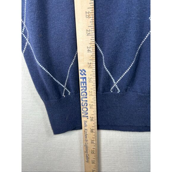 Fairway & Greene Golf Sweater Vest M Argyle Quarter Zip Cashmere Blend Blue - Picture 7 of 9